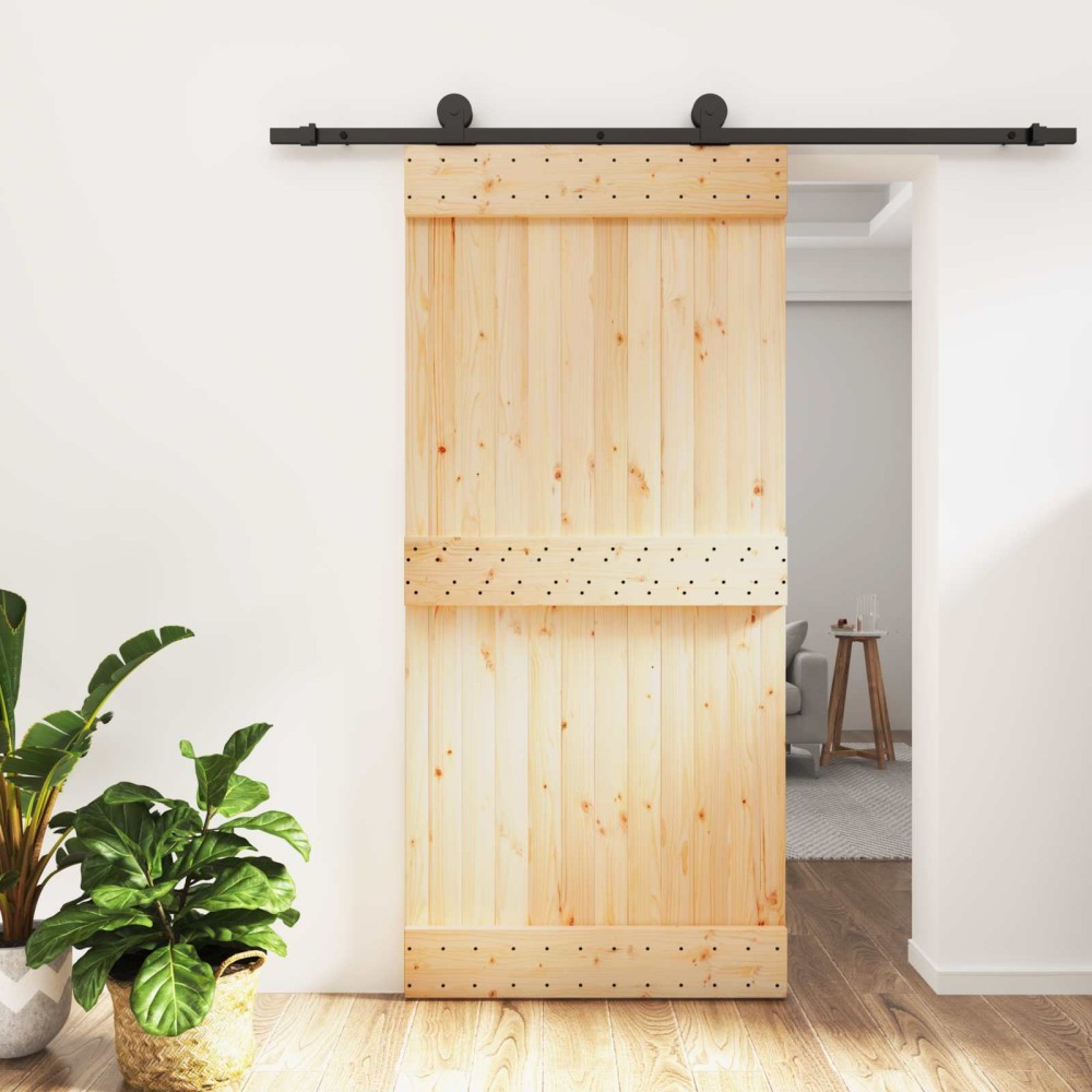 vidaXL Συρόμενη Πόρτα Φυσικό και Μαύρο 95 x 210 cm