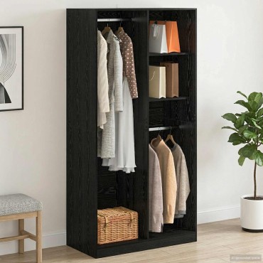 vidaXL Ντουλάπι Μαύρη δρυς 100x50x200cm Επεξεργασμένο Ξύλο