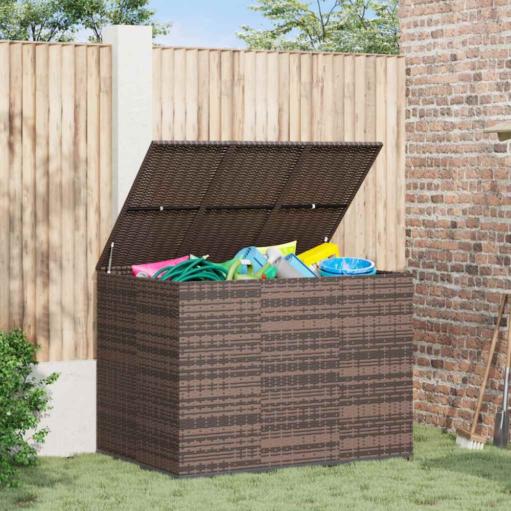 vidaXL Κουτί Μαξιλαριού Κήπου Καφέ 145x100x103cm Ρατάν Πολυαιθ. 1 τεμ.