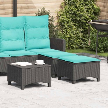 vidaXL Σκαμπό Κήπου με Μαξιλάρια 2 τεμ. Μαύρα 55x55x36cm από Συνθετικό Ρατάν