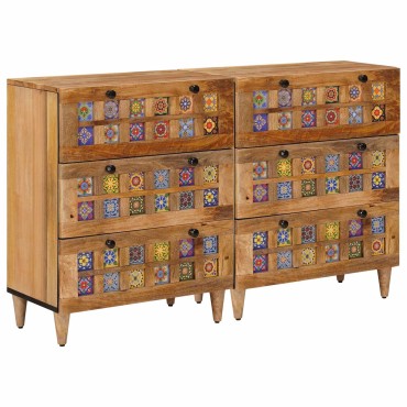 vidaXL Πλαϊνό γραφείο 2 τεμ. 60x33x75cm Στερεό ξύλο μάνγκο Φυσικό