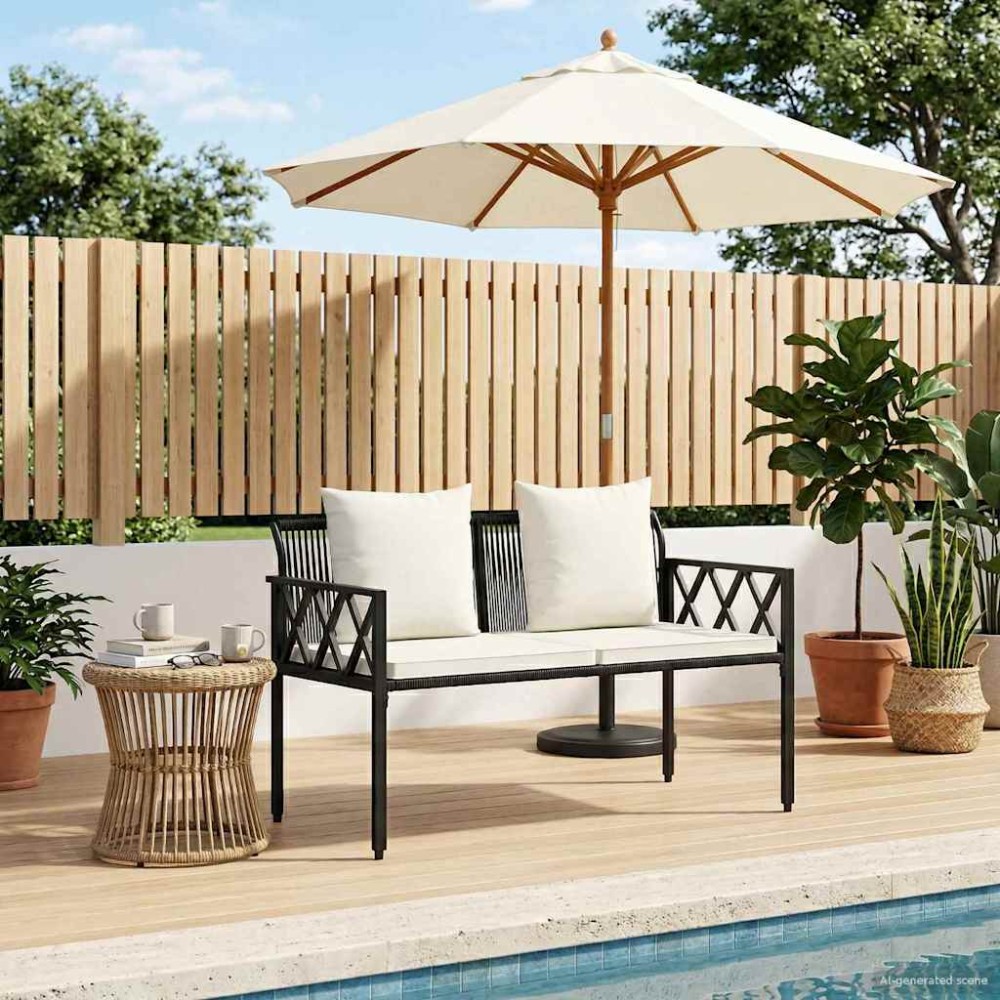 vidaXL Εξωτερικά παγκάκια 2 -Seater 116x56x75cm συνθετικό ρατάν