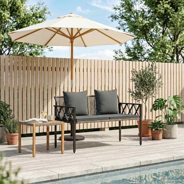 vidaXL Εξωτερικά παγκάκια 2 -Seater 116x56x75cm συνθετικό ρατάν