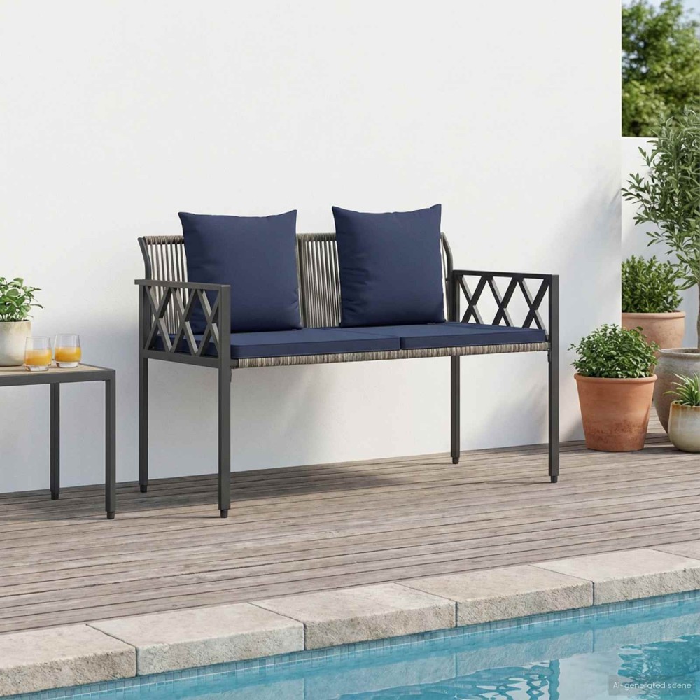vidaXL Εξωτερικά παγκάκια 2 -Seater 116x56x75cm συνθετικό ρατάν