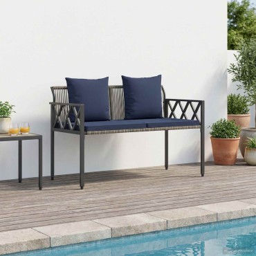 vidaXL Εξωτερικά παγκάκια 2 -Seater 116x56x75cm συνθετικό ρατάν