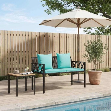 vidaXL Εξωτερικά παγκάκια 2 -Seater 116x56x75cm συνθετικό ρατάν