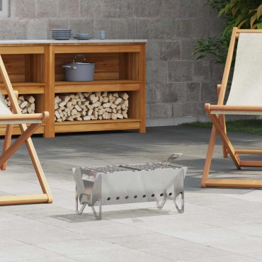 vidaXL Φωτιά στο κάμπινγκ 42 x 22 x 18 εκ. Ανοξείδωτο Ατσάλι Ασημί