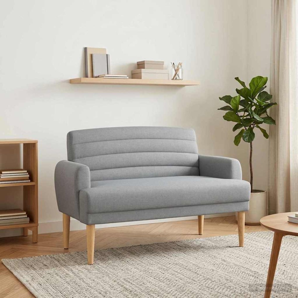 vidaXL Love seat με κουμπιά Ανοιχτό γκρι 116x67x80cm Ύφασμα