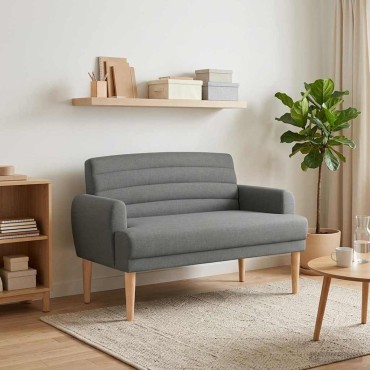 vidaXL Love seat με κουμπιά Σκούρο Γκρι 116x67x80cm Ύφασμα