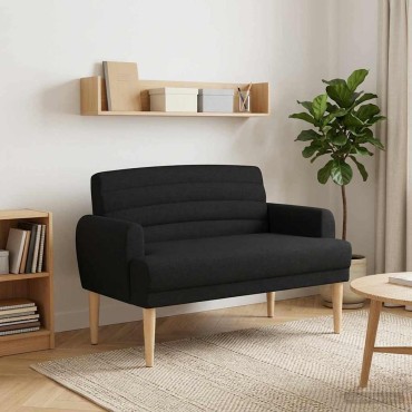 vidaXL Love seat με κουμπιά Μαύρο 116x67x80cm Ύφασμα