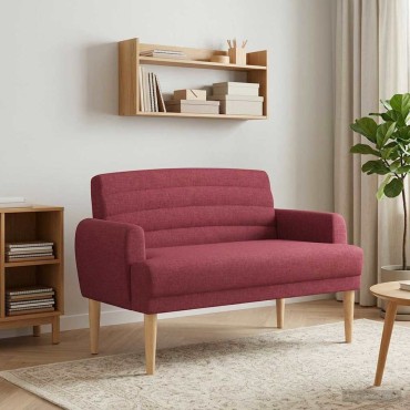 vidaXL Love seat με κουμπιά Κόκκινο 116x67x80cm Ύφασμα