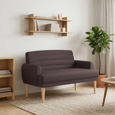vidaXL Love seat με κουμπιά Σκούρο Καφέ 116x67x80cm Ύφασμα