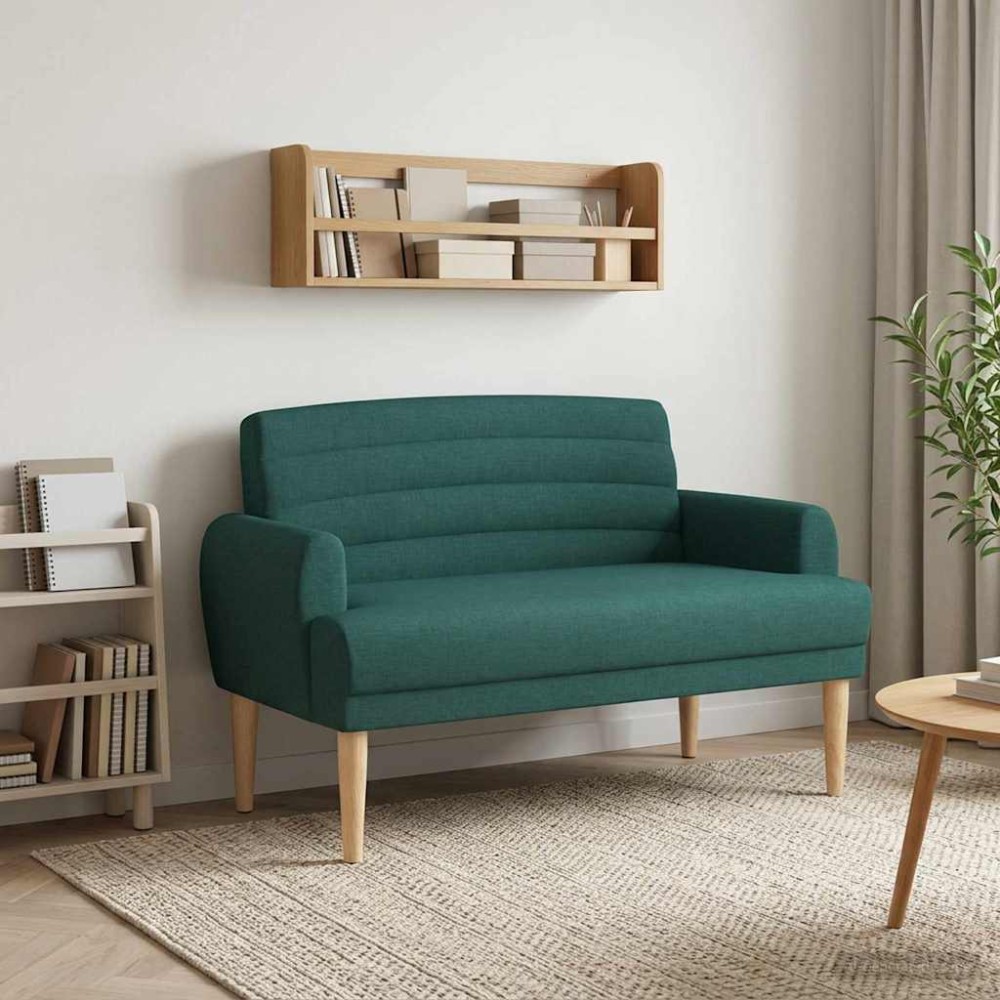 vidaXL Love seat με κουμπιά Σκούρο Πράσινο 116x67x80cm Ύφασμα
