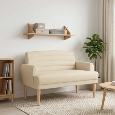 vidaXL Love seat με κουμπιά Κρεμ 116x67x80cm Ύφασμα