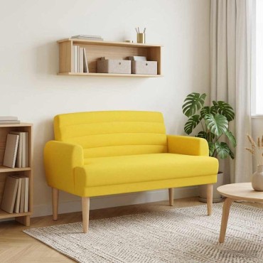 vidaXL Love seat με κουμπιά Απαλό Κίτρινο 116x67x80cm Ύφασμα