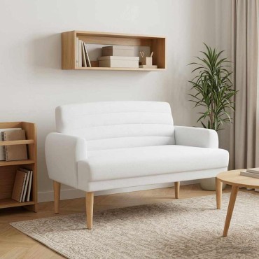 vidaXL Love seat με κουμπιά Λευκό 116x67x80cm Ύφασμα