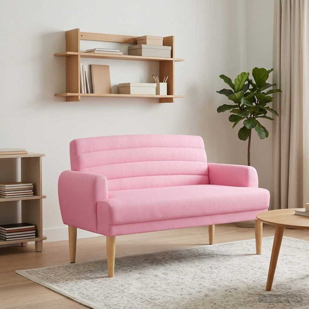 vidaXL Love seat με κουμπιά Ροζ 116x67x80cm Ύφασμα