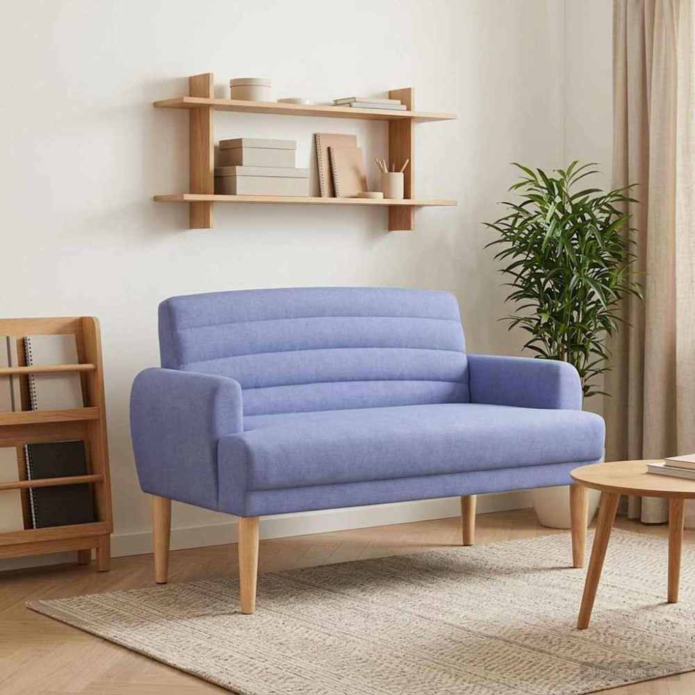 vidaXL Love seat με κουμπιά Μπλε τζην 116x67x80cm Ύφασμα