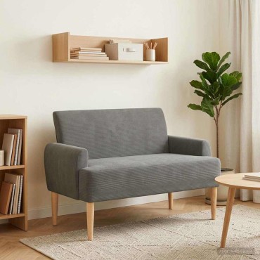 vidaXL Love seat με κουμπιά Σκούρο Γκρι 116x67x81 εκ