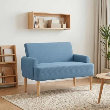 vidaXL Love seat με κουμπιά Μπλε 116x67x81cm Υφασμάτινο Κορντουρά