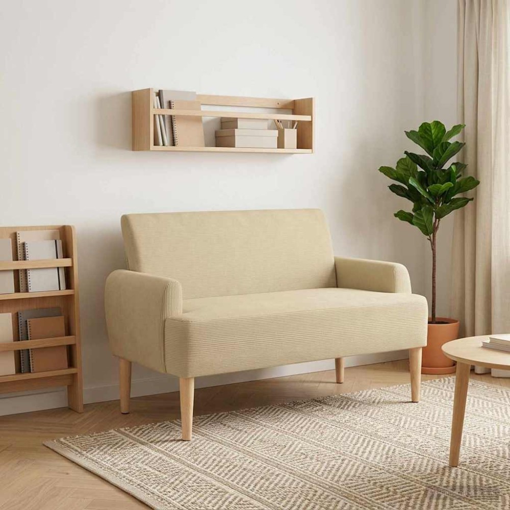 vidaXL Love seat με κουμπιά Ανοιχτό Πράσινο Γκρι 116x67x81 εκ