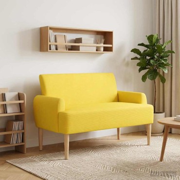 vidaXL Love seat με κουμπιά Απαλό Κίτρινο 116x67x81 εκ