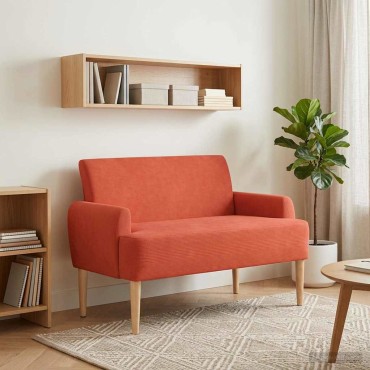 vidaXL Love seat με κουμπιά Κόκκινο Πορτοκαλί 116x67x81 εκ
