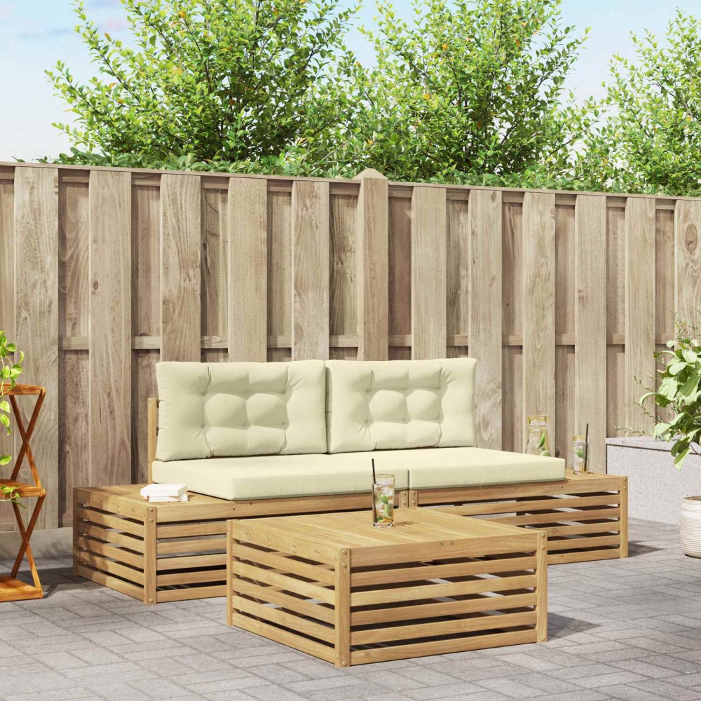 vidaXL 4 τεμ. Σειρά Καναπέ Εξωτερικού Λευκό 79x79x37cm  Τετραθέσιος