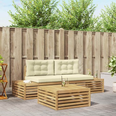 vidaXL 4 τεμ. Σειρά Καναπέ Εξωτερικού Λευκό 79x79x37cm  Τετραθέσιος