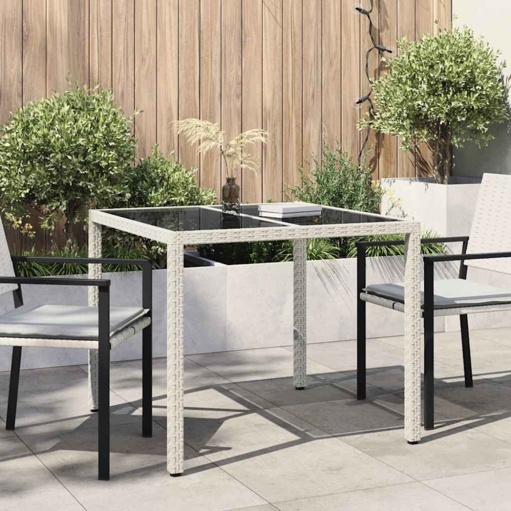 vidaXL Τραπέζι Κήπου Λευκό 90x90x75cm συνθετικό ρατάν 1 τεμ.