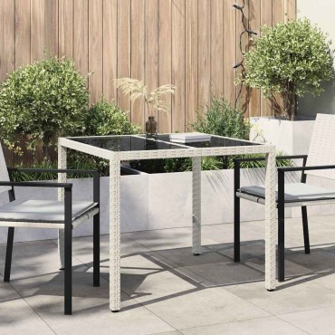 vidaXL Τραπέζι Κήπου Λευκό 90x90x75cm συνθετικό ρατάν 1 τεμ.