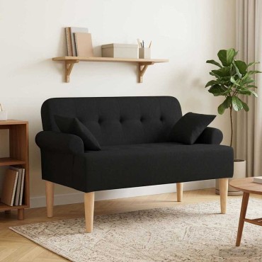 vidaXL Love seat με κουμπιά Μαύρο 120x65x79cm Ύφασμα