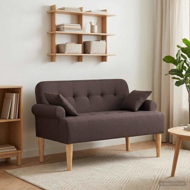 vidaXL Love seat με κουμπιά Σκούρο Καφέ 120x65x79cm Ύφασμα