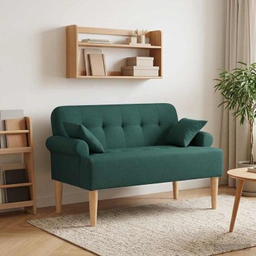 vidaXL Love seat με κουμπιά Σκούρο Πράσινο 120x65x79cm Ύφασμα