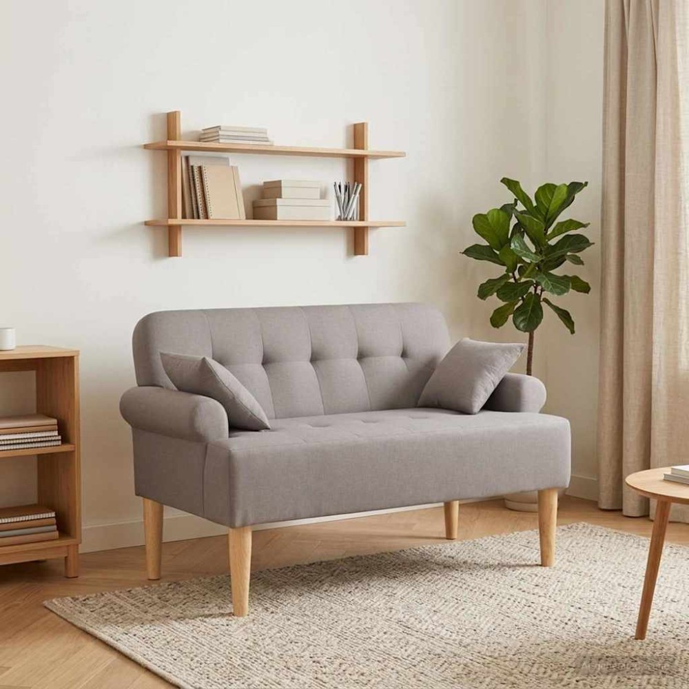 vidaXL Love seat με κουμπιά Taupe 120x65x79cm Ύφασμα