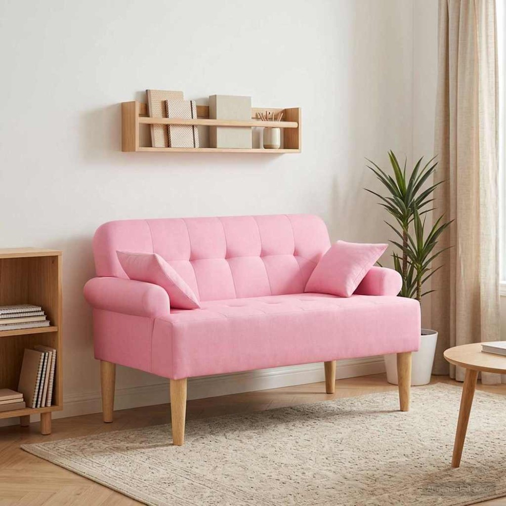 vidaXL Love seat με κουμπιά Ροζ 120x65x79cm Ύφασμα