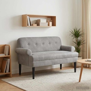 vidaXL Love seat με κουμπιά Ανοιχτό γκρι 120x66x78cm Βελούδο