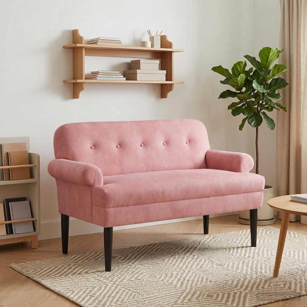 vidaXL Love seat με κουμπιά Ροζ 120x66x78cm Βελούδο