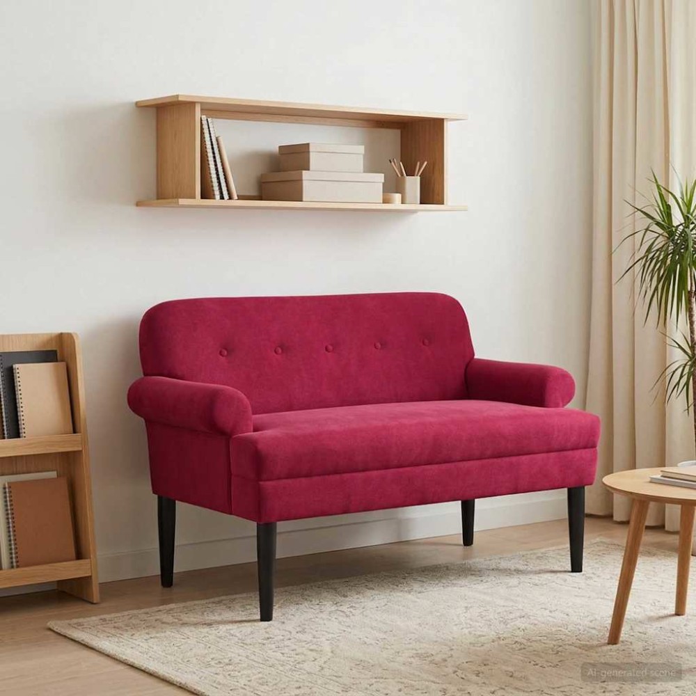 vidaXL Love seat με κουμπιά Κόκκινο 120x66x78cm Βελούδο