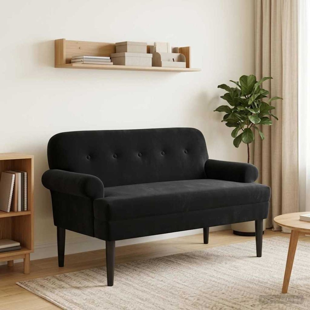 vidaXL Love seat με κουμπιά Μαύρο 120x66x78cm Βελούδο