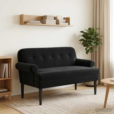 vidaXL Love seat με κουμπιά Μαύρο 120x66x78cm Βελούδο