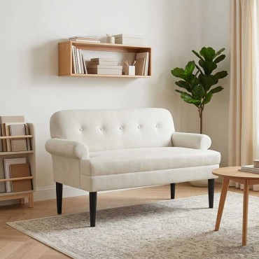 vidaXL Love seat με κουμπιά Κρεμ 120x66x78cm Βελούδο