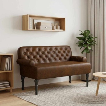 vidaXL Love seat με κουμπιά Καφέ 120x65x78 εκ