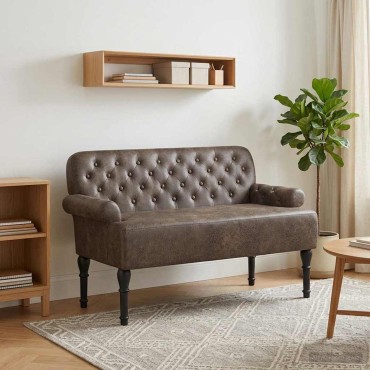 vidaXL Love seat με κουμπιά Σκούρο Γκρι 120x65x78 εκ