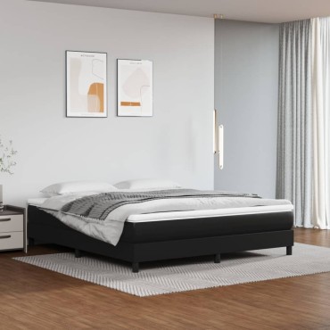 vidaXL Στρώμα με Pocket Springs Μεσαίας Σκληρότητας Μαύρο 152x203x20cm Συνθετικό Δέρμα 1 τεμ. - Διπλό