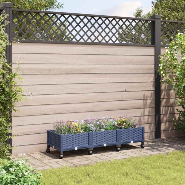vidaXL Κήπος Γλαστράκι με Ροδάκια Μπλε Γκρι 120 x 40 x 33 cm PP