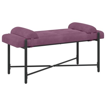 vidaXL Παγκάκι με κουμπιά και μαξιλάρια Μοβ 110x40x46cm Βελούδο
