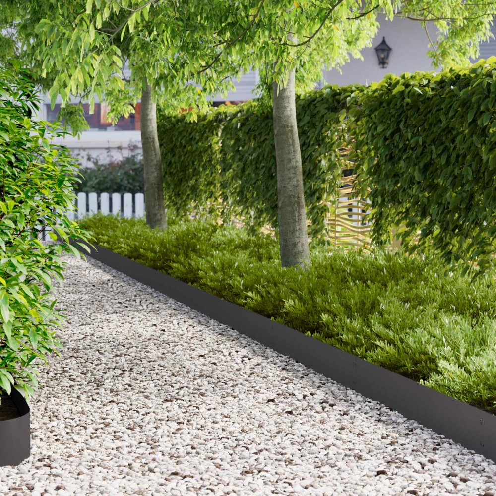 vidaXL Περίγραμμα γκαζόν 10 τμχ. 103 x 20 εκ μέταλλο Μαύρο
