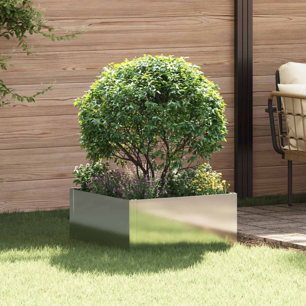 vidaXL Περίγραμμα γκαζόν 60 x 60 x 35 cm Ατσάλι Ασημί