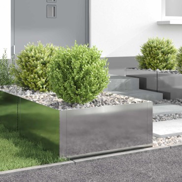 vidaXL Περίγραμμα γκαζόν 4 τμχ. 60 x 60 x 35 cm Ατσάλι Ασημί